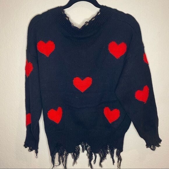 Frayed Heart Distressed Knit Sweater - Picture 3 of 4
